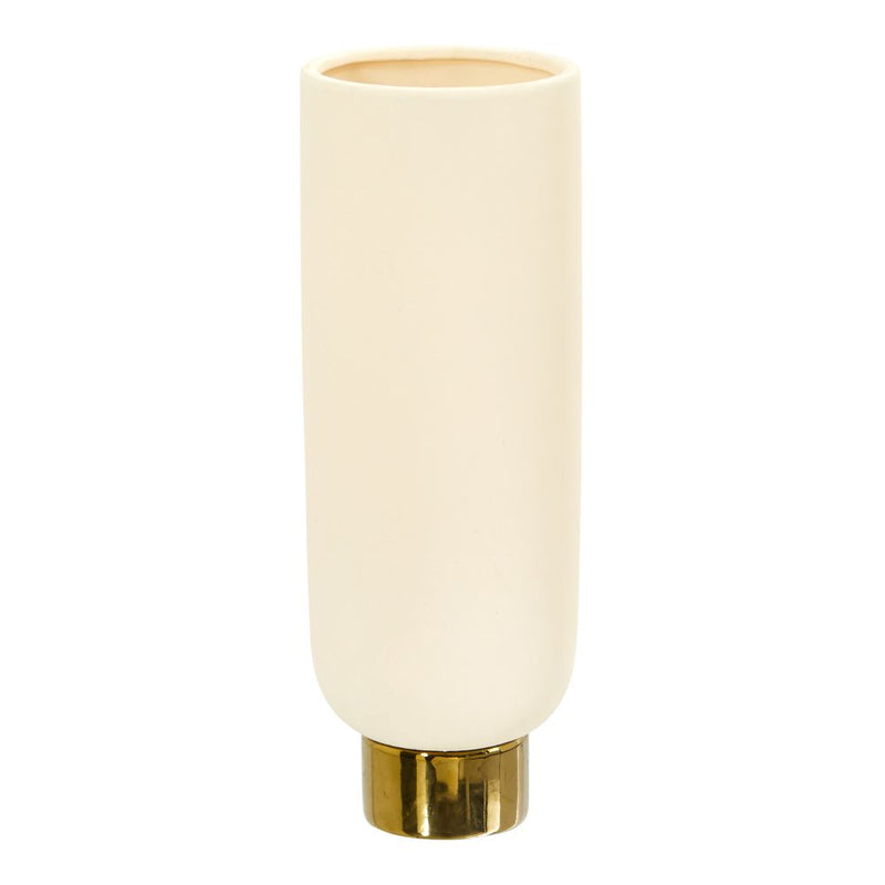 12.75” Elegance Ceramic Cylinder Vase with Gold Accents Default Title