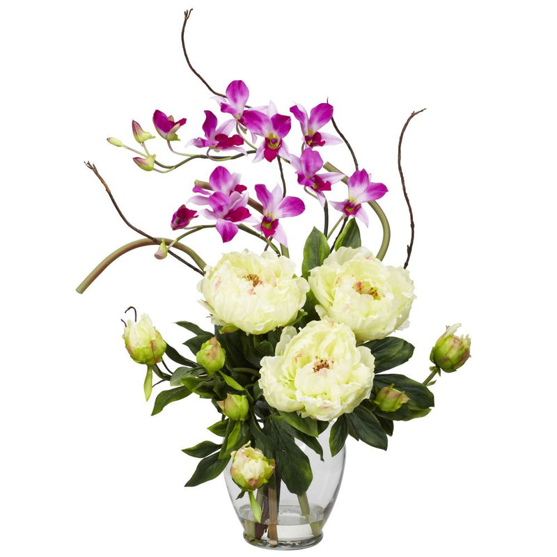 Peony & Orchid Silk Flower Arrangement Default Title