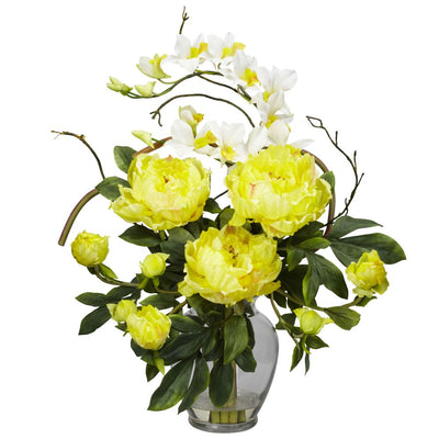 Peony & Orchid Silk Flower Arrangement Default Title