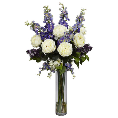 Rose, Delphinium and Lilac Silk Flower Arrangement Default Title