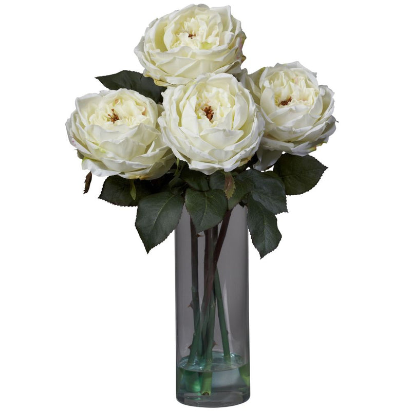 Fancy Rose w/Cylinder Vase Silk Flower Arrangement Default Title