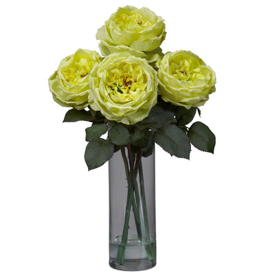 Fancy Rose w/Cylinder Vase Silk Flower Arrangement Default Title