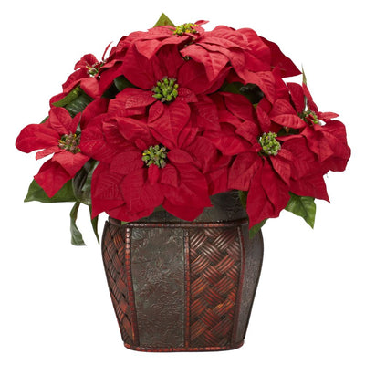 Poinsettia w/Decorative Vase Silk Arrangement Default Title