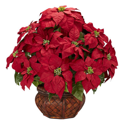 Poinsettia w/Decorative Planter Silk arrangement Default Title