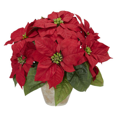 Poinsettia w/Ceramic Vase Silk Flower Arrangement Default Title