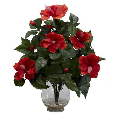 Hibiscus w/Fluted Vase Silk Flower Arrangement Default Title