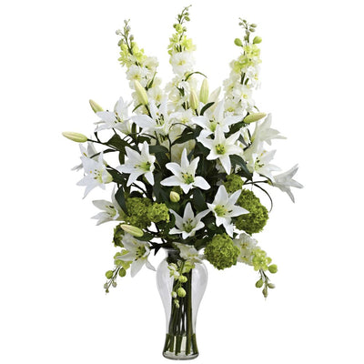 Lily, Delphinium & Hydrangea Silk Arrangement Default Title