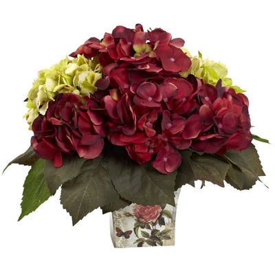 Green & Burgundy Hydrangea Arrangement Default Title