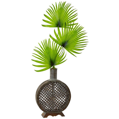 Fan Palm in Open Weave Vase Default Title