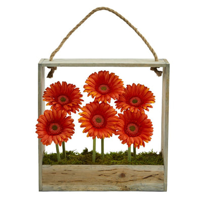 Gerber Daisy Garden Artificial Arrangement in Hanging Frame Default Title