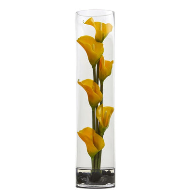 18" Mini Cally Lily Artificial Arrangement in Cylinder Glass Default Title