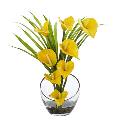 15.5” Calla Lily and Grass Artificial Arrangement in Vase Default Title