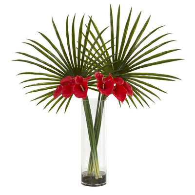 Fan Palm and Calla Lily Artificial Arrangement Default Title