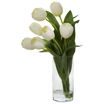 Tulip Artificial Arrangement in Cylinder Vase Default Title