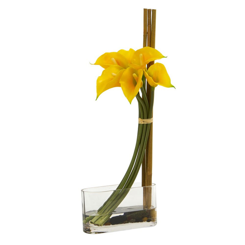 18" Calla Lily with Bamboo Artificial Arrangement Default Title