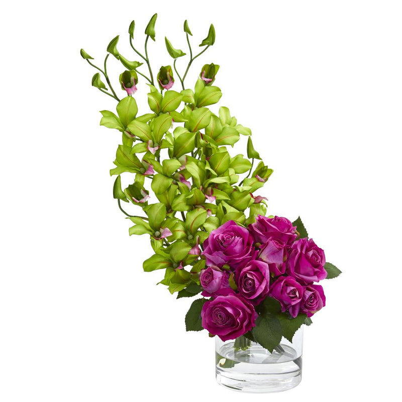 Rose & Dendrobium Orchid Artificial Arrangement Default Title