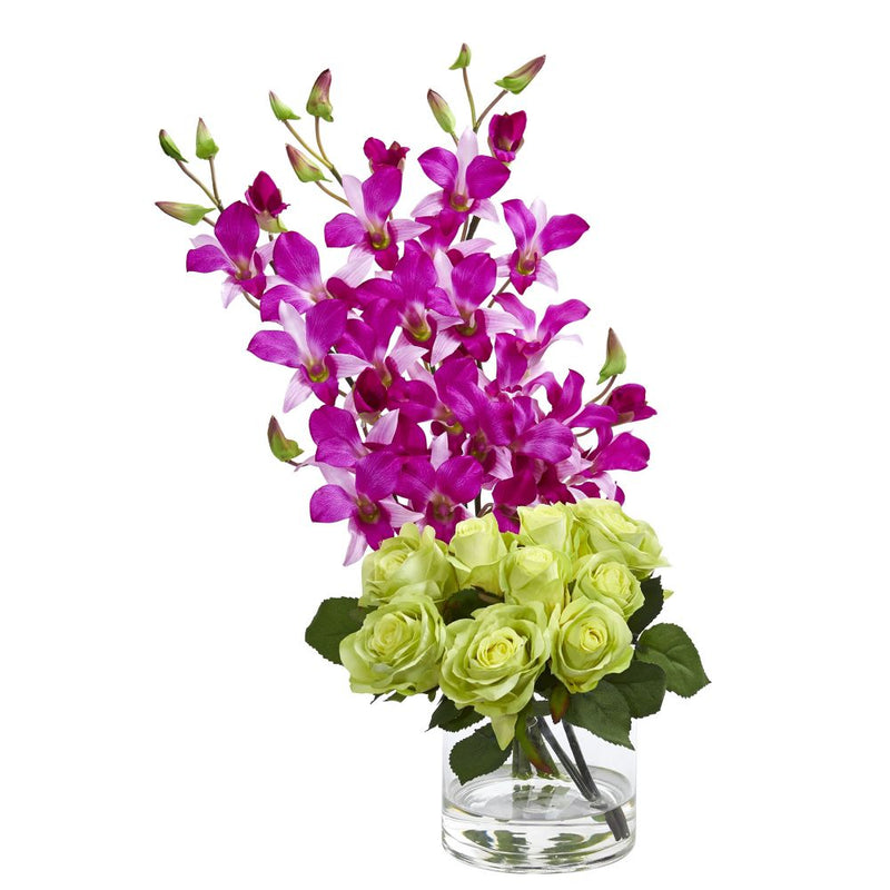 Rose & Dendrobium Orchid Artificial Arrangement Default Title