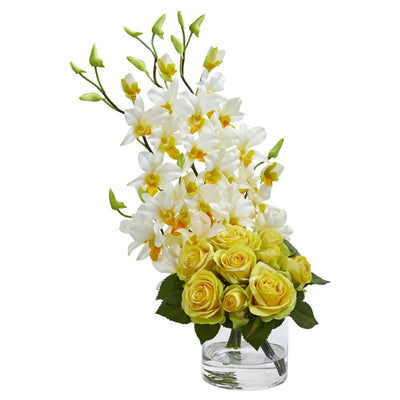 Rose & Dendrobium Orchid Artificial Arrangement Default Title