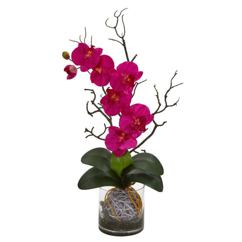 Phalaenopsis Orchid Artificial Arrangement in Vase Default Title