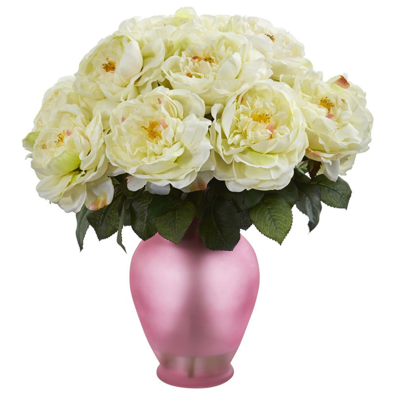 Rose Artificial Arrangement in Rose Colored Vase Default Title