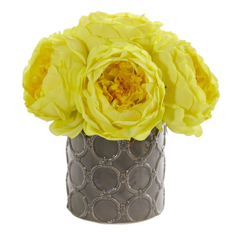 Large Rose Artificial Arrangement in Gray Vase Default Title