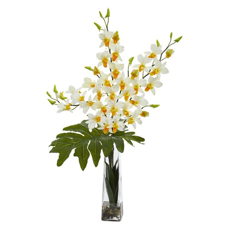 Dendrobium Tropical Orchid Artificial Arrangement in Vase Default Title