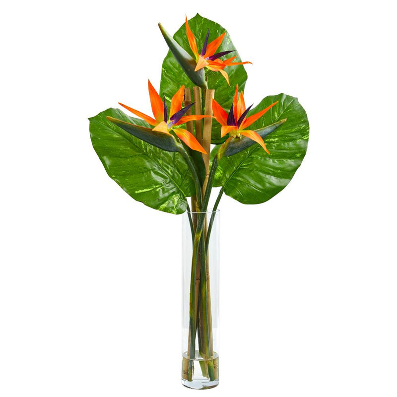 Bird of Paradise Artificial Arrangement in Cylinder Vase Default Title