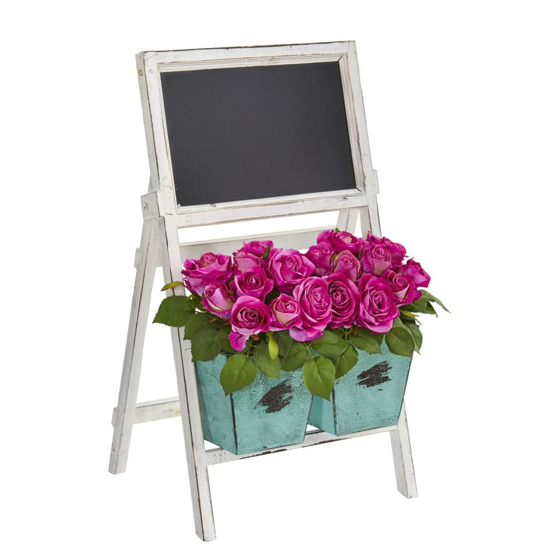 26” Rose Artificial Arrangement in Farmhouse Stand with Chalkboard Default Title