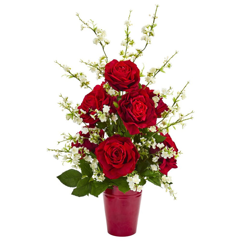 28” Rose and Cherry Blossom Artificial Arrangement Default Title