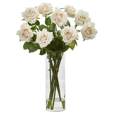 Rose Artificial Arrangement in Cylinder Vase Default Title