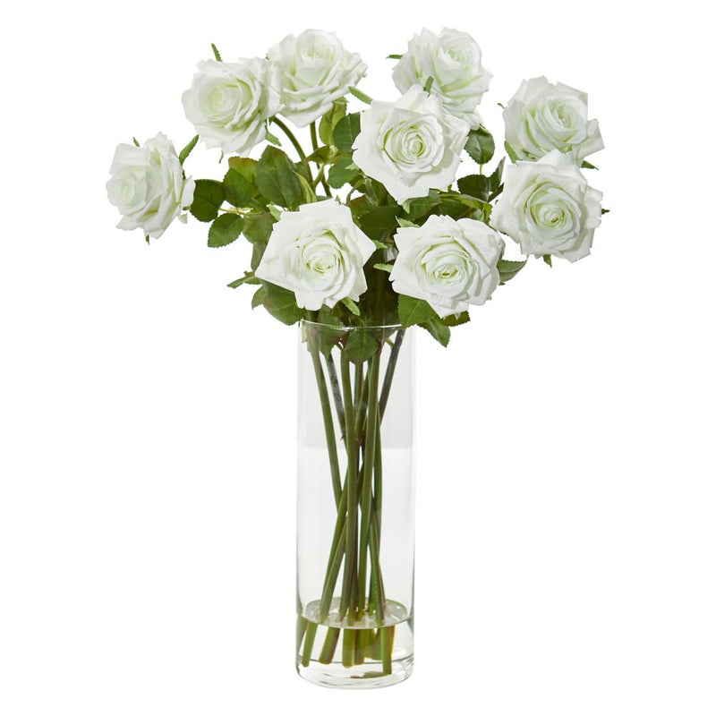 Rose Artificial Arrangement in Cylinder Vase Default Title