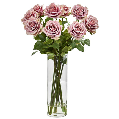 Rose Artificial Arrangement in Cylinder Vase Default Title