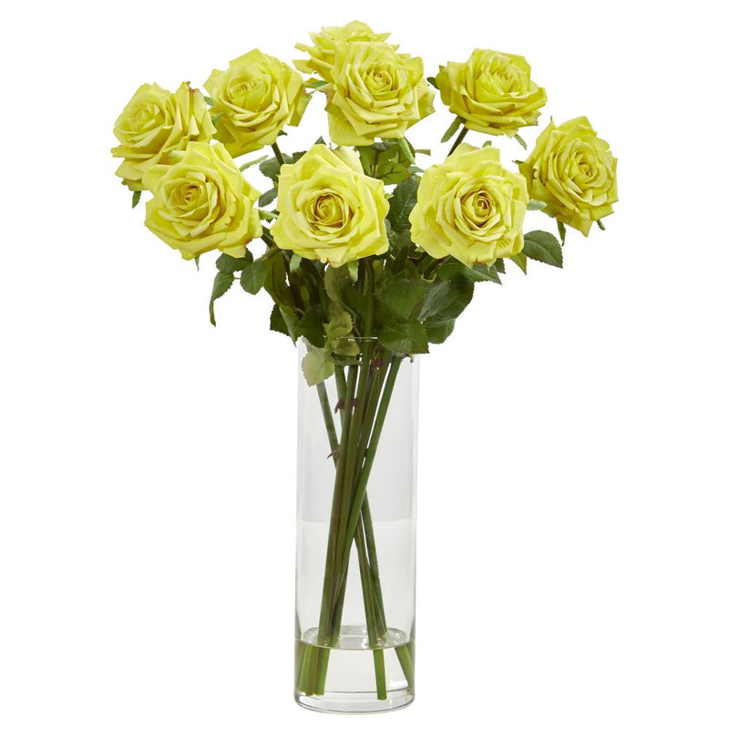 Rose Artificial Arrangement in Cylinder Vase Default Title