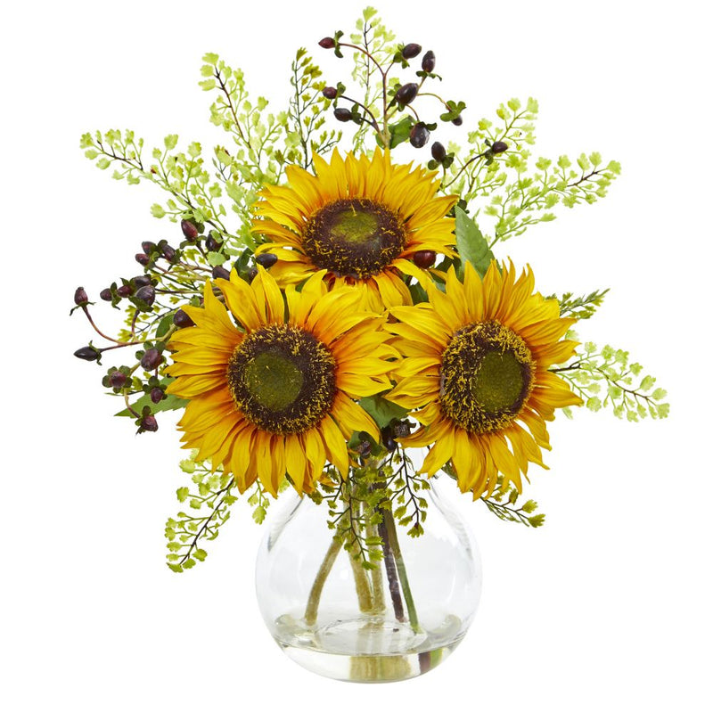 Sunflower Artificial Arrangement in Vase Default Title