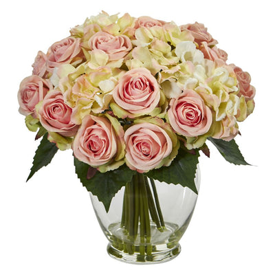 Rose and Hydrangea Bouquet Artificial Arrangement Default Title