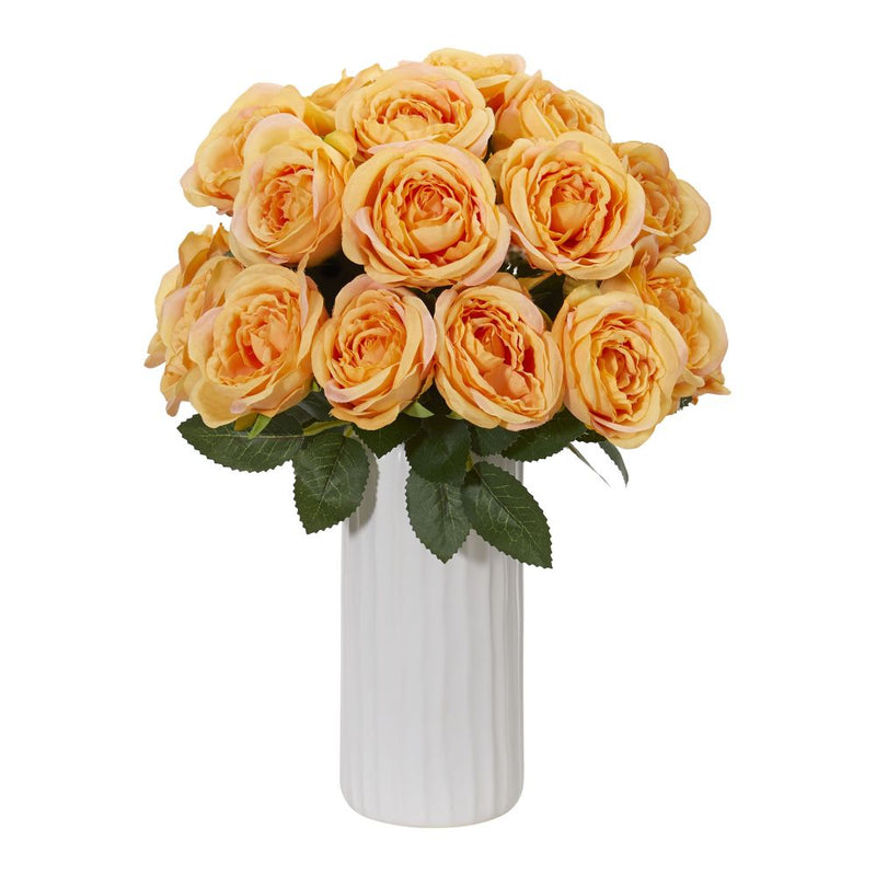 Rose Artificial Arrangement in White Vase Default Title