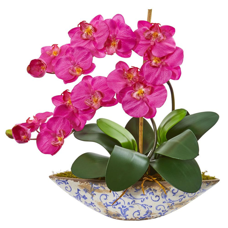 Phalaenopsis Orchid Artificial Arrangement in Vase Default Title