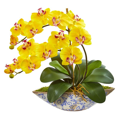 Phalaenopsis Orchid Artificial Arrangement in Vase Default Title