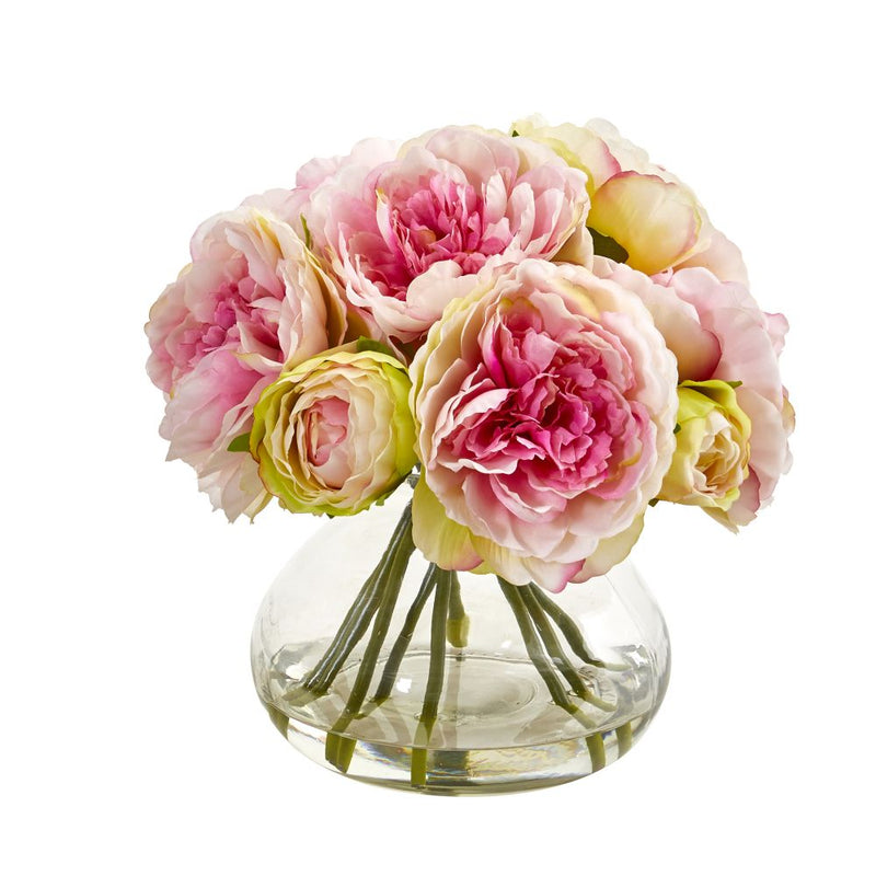 Peony Artificial Arrangement in Vase Default Title