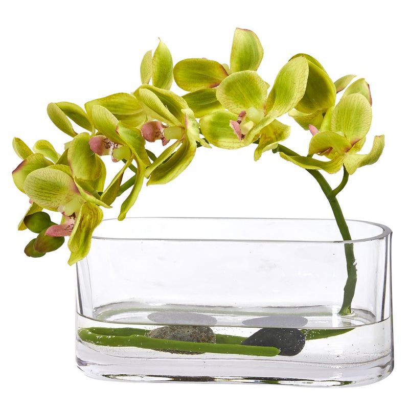 Phalaenopsis Orchid Artificial Arrangement in Glass Vase Default Title