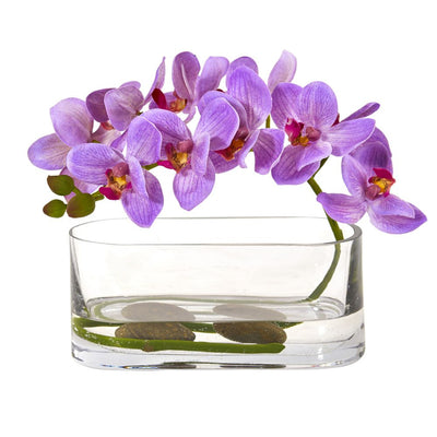 Phalaenopsis Orchid Artificial Arrangement in Glass Vase Default Title