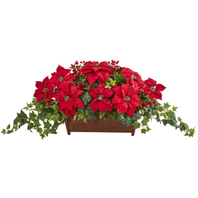 Poinsettia, Puff Ivy and Holly Berry Artificial Arrangement Default Title