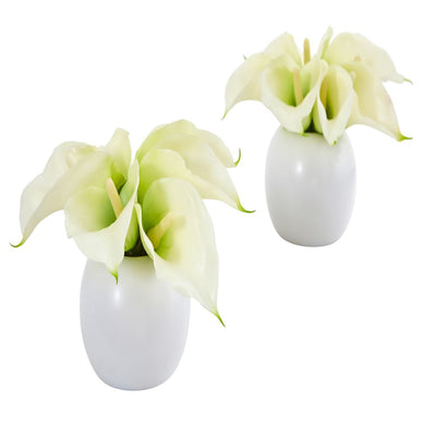 Calla Lily Artificial Arrangement in White Vase (Set of 2) Default Title