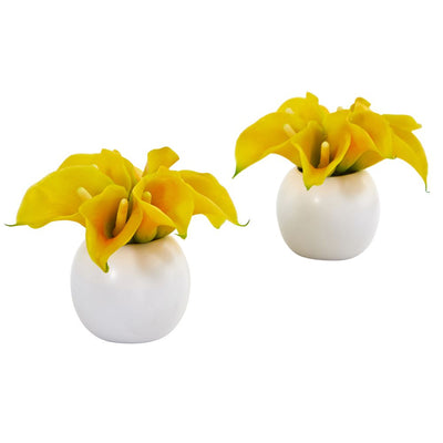 Calla Lily Artificial Arrangement in White Vase (Set of 2) Default Title