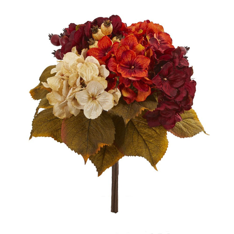 16” Autumn Hydrangea Berry Bouquet Artificial Flower (Set of 2) Default Title