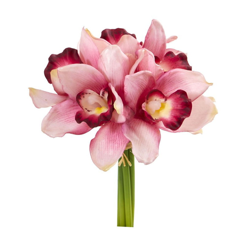 9” Cymbidium Orchid Artificial Flower Bundle (Set of 6) Default Title