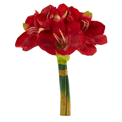 14” Amaryllis Bouquet Artificial Flower (Set of 3 Default Title