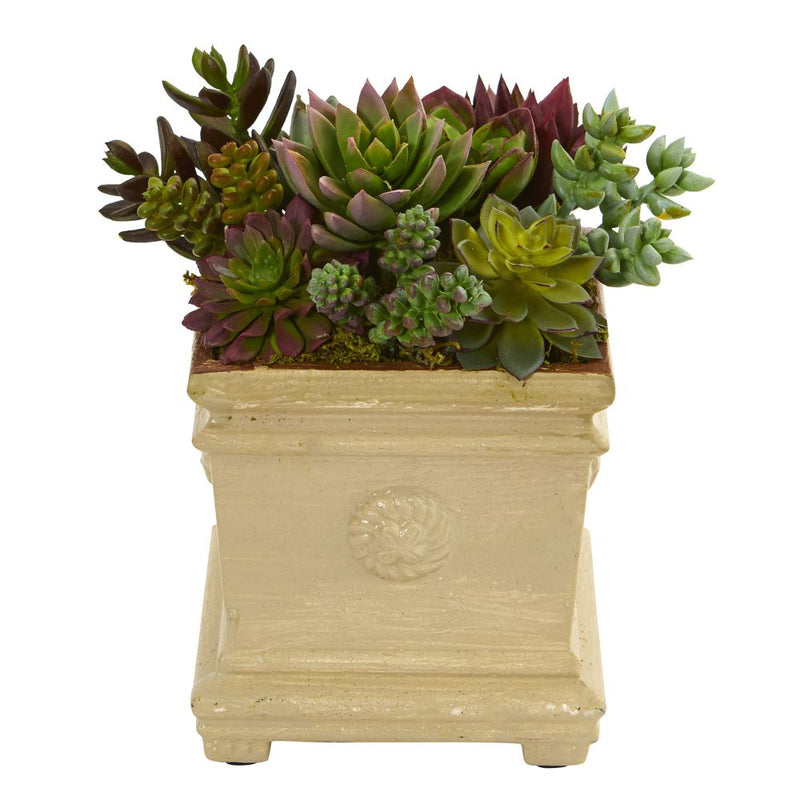 Mixed Succulent Artificial Plant in Decorative Vase Default Title