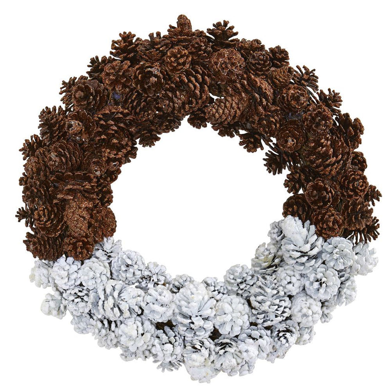 20" Frosted Pine Cone Wreath Default Title