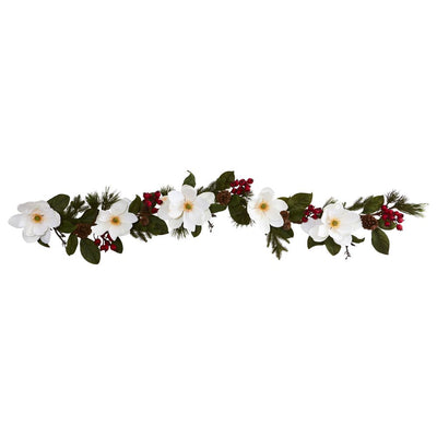 6' Magnolia, Pine and Berries Artificial Garland Default Title